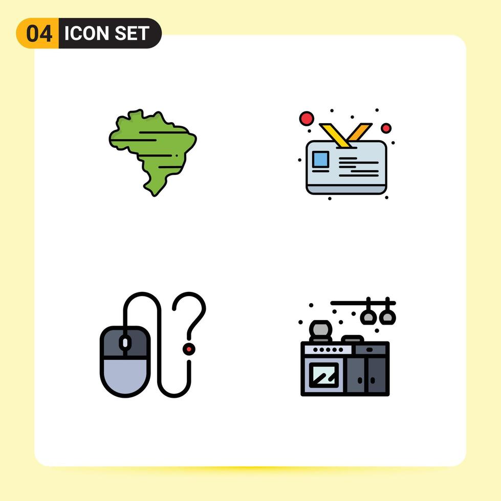 Stock Vector Icon Pack of 4 Line Signs and Symbols for brazil info card computer home Editable Vector Design Elements