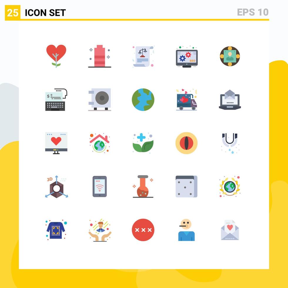 Universal Icon Symbols Group of 25 Modern Flat Colors of manager promotion mobile battery marketing justice Editable Vector Design Elements