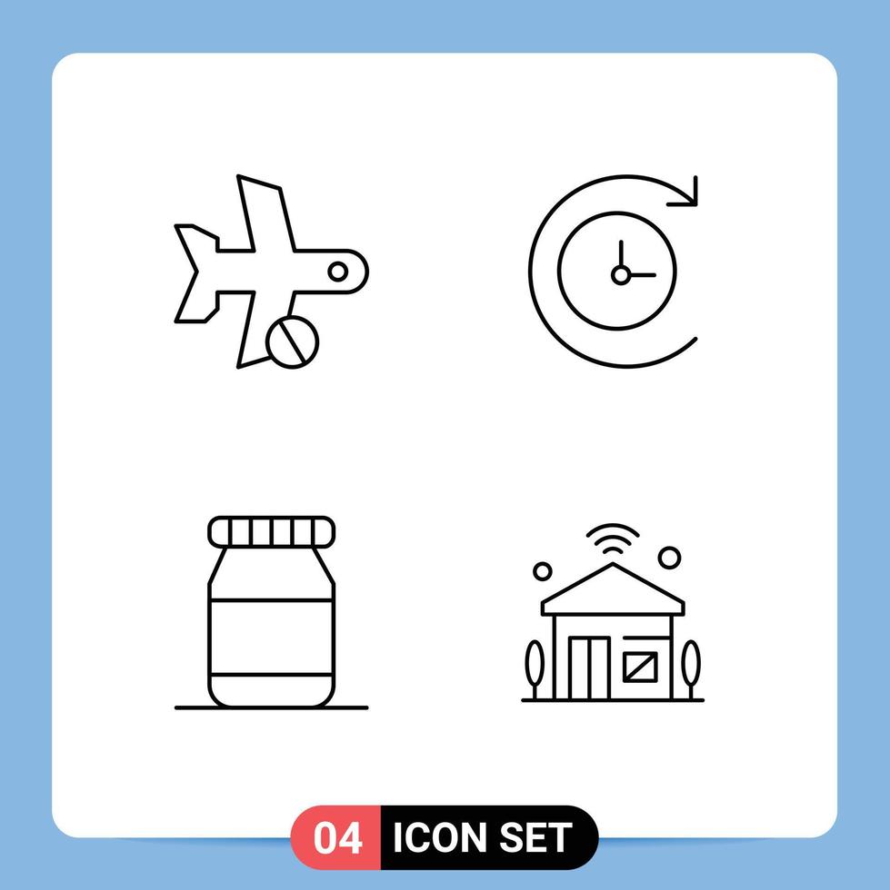 Group of 4 Filledline Flat Colors Signs and Symbols for cancel house transport time machine internet of things Editable Vector Design Elements