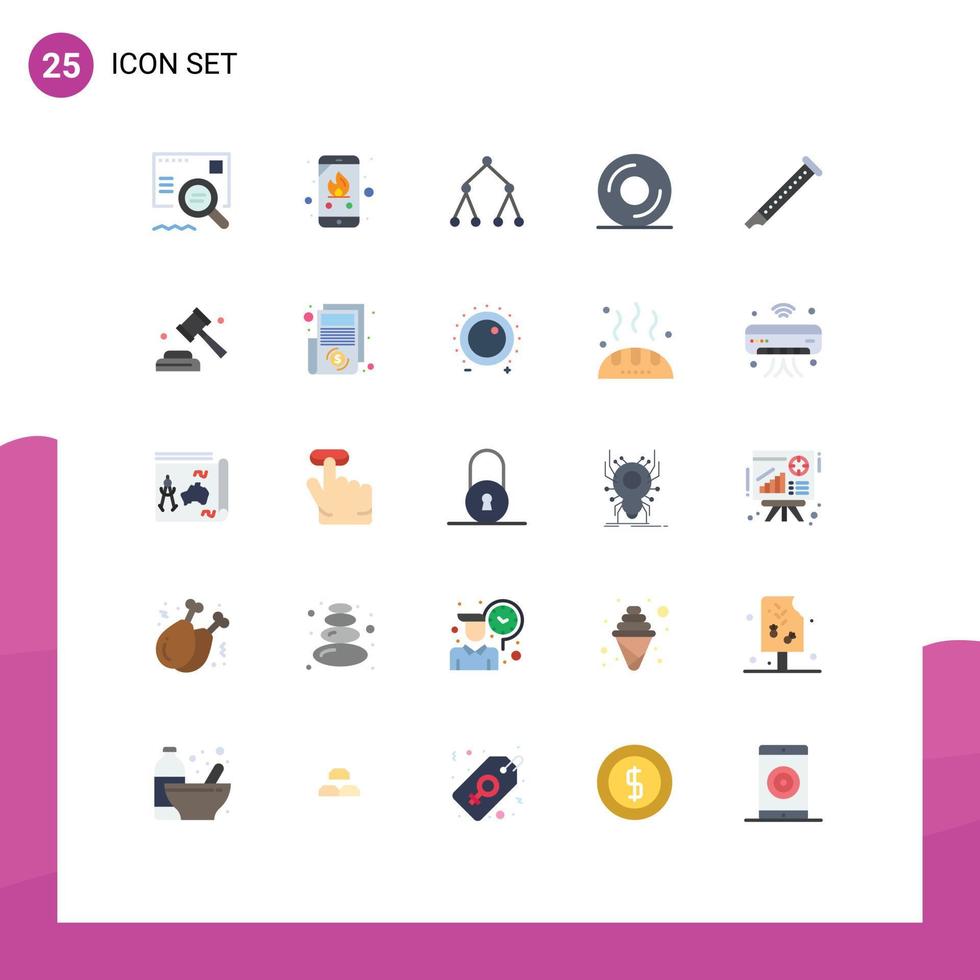 25 Creative Icons Modern Signs and Symbols of music flute link audio dvd Editable Vector Design Elements