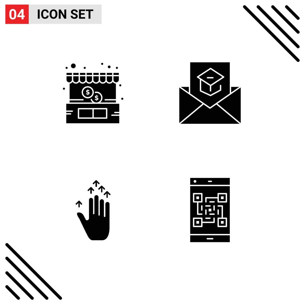 4 iconos creativos signos y símbolos modernos de compra gesto dinero correo electrónico elementos de diseño vectorial editables vector