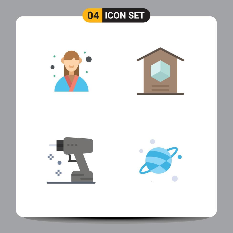 Mobile Interface Flat Icon Set of 4 Pictograms of designer stock organizer home drill Editable Vector Design Elements