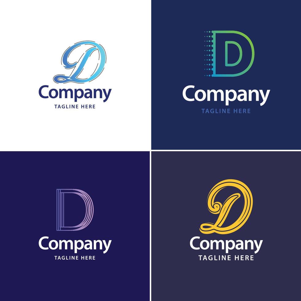 diseño de paquete de logotipo grande con letra d diseño de logotipos modernos y creativos para su negocio vector