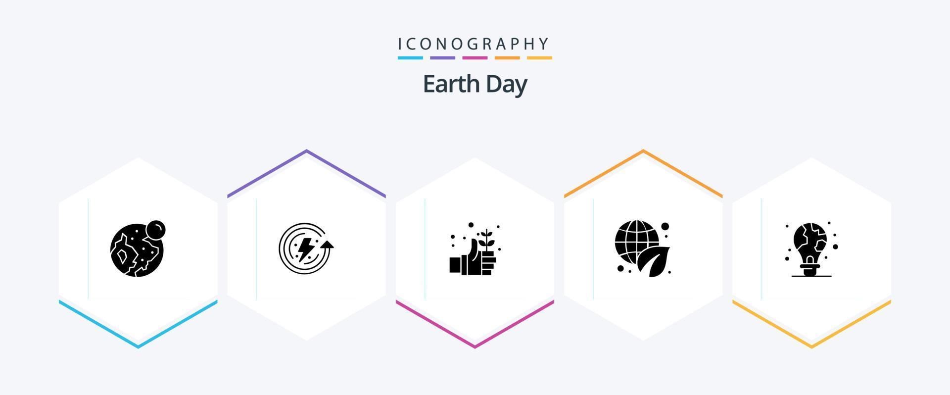 paquete de iconos de 25 glifos del día de la tierra que incluye verde. verde. tierra. medioambiente. día de la Tierra vector