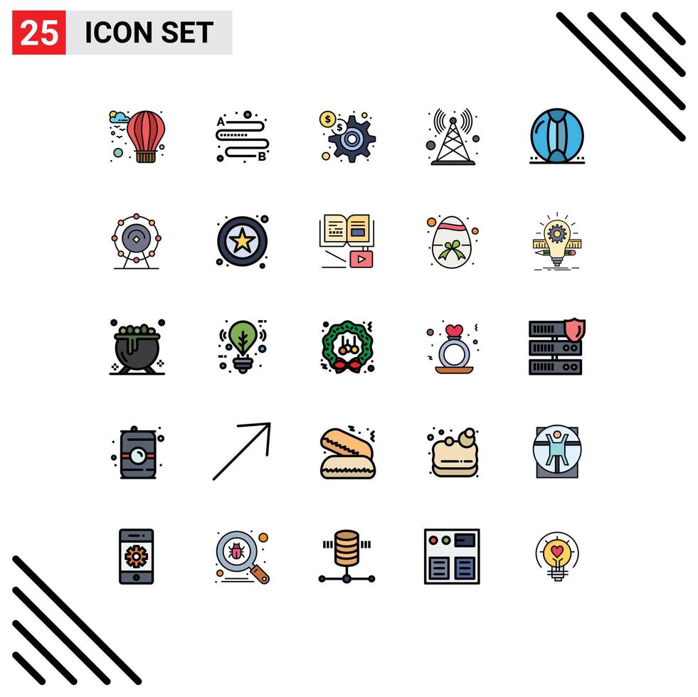 Set of 25 Modern UI Icons Symbols Signs for sea beach gear ball station Editable Vector Design Elements