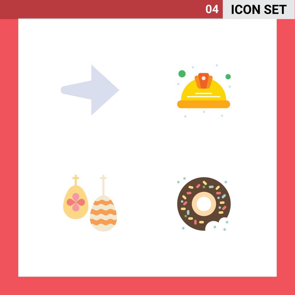 4 Creative Icons Modern Signs and Symbols of arrow egg helmet safety donut Editable Vector Design Elements