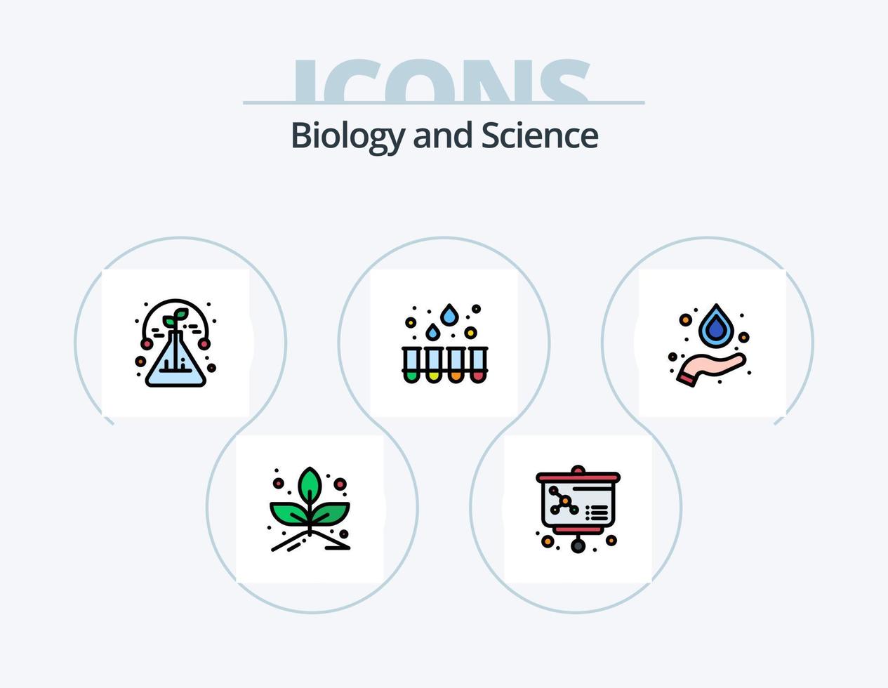 Biology Line Filled Icon Pack 5 Icon Design. efficient. desktop. hand. sprout. grow vector