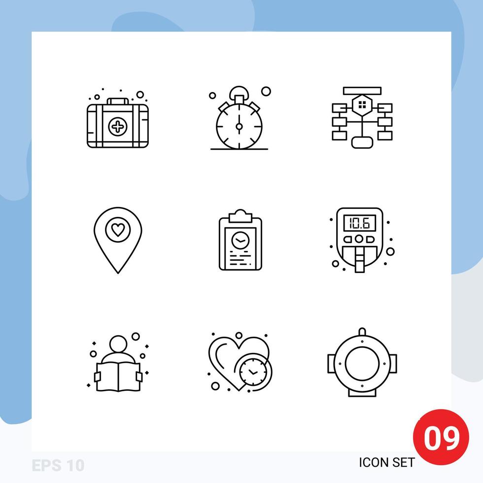 9 Thematic Vector Outlines and Editable Symbols of clipboard map flowchart location database Editable Vector Design Elements