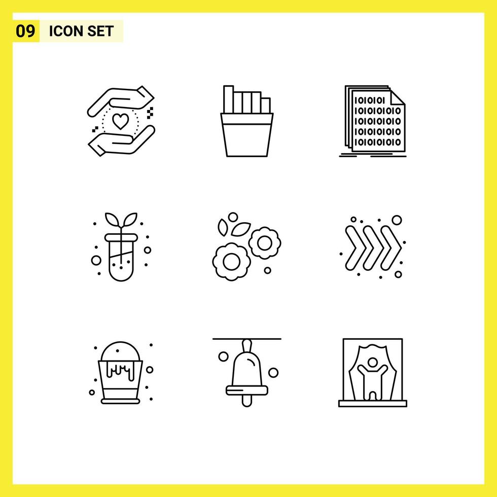 Universal Icon Symbols Group of 9 Modern Outlines of arrow nature data easter botany Editable Vector Design Elements