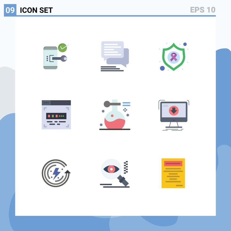 Stock Vector Icon Pack of 9 Line Signs and Symbols for front end development code messages cancer protect Editable Vector Design Elements