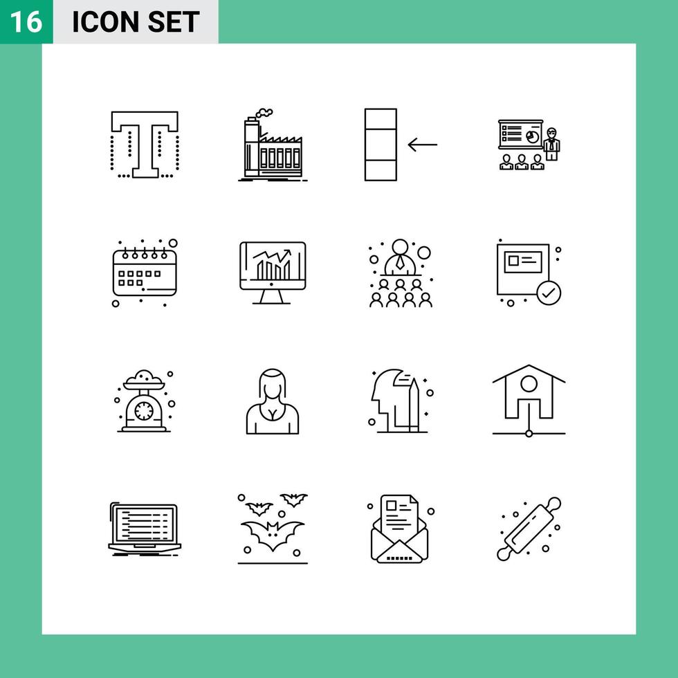 16 Outline concept for Websites Mobile and Apps people graph production business presentation Editable Vector Design Elements