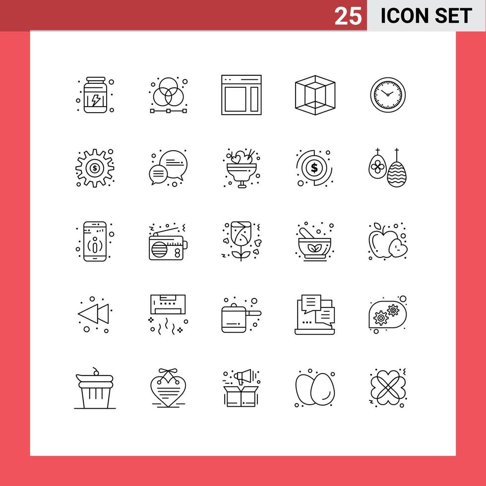Pictogram Set of 25 Simple Lines of time graphic grid design sidebar Editable Vector Design Elements