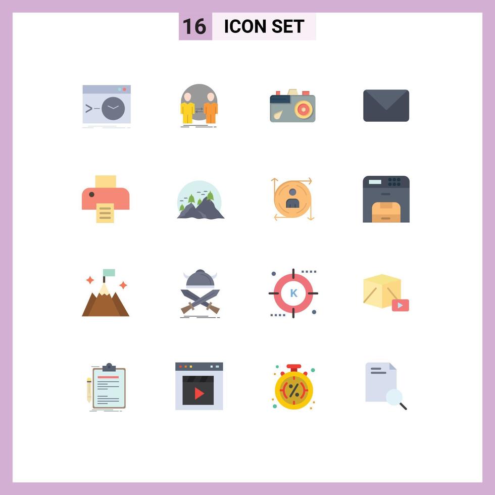 Flat Color Pack of 16 Universal Symbols of chat mail identity twitter image Editable Pack of Creative Vector Design Elements