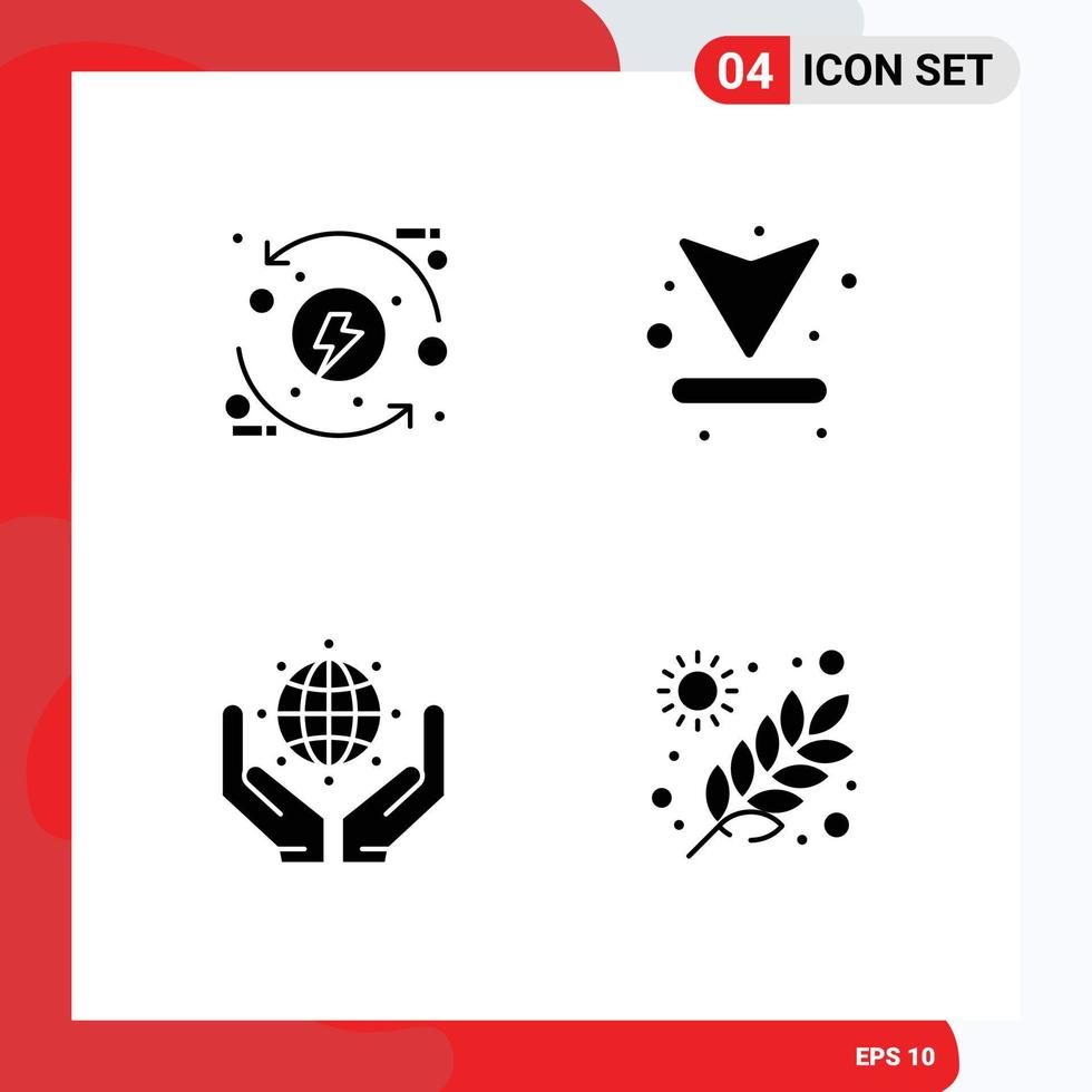 Modern Set of Solid Glyphs Pictograph of process green eco arrows save the world Editable Vector Design Elements