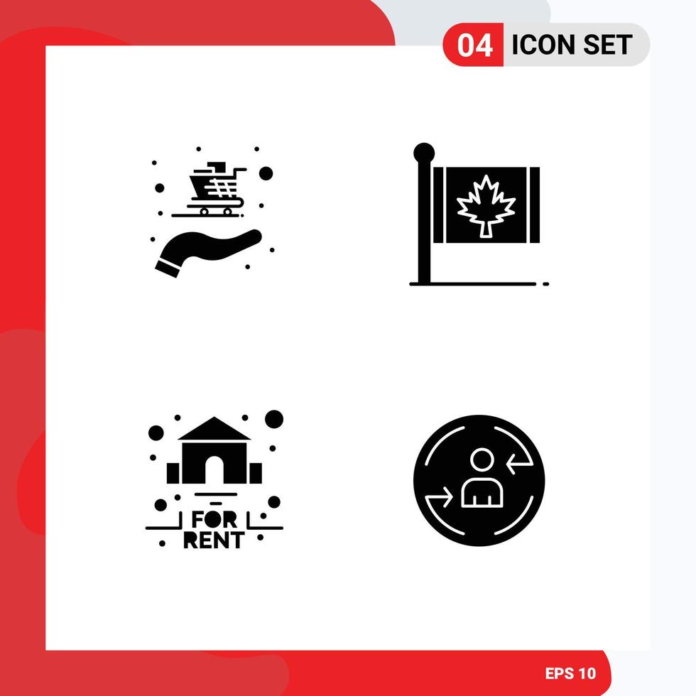 Set of 4 Commercial Solid Glyphs pack for buy for flag leaf rent Editable Vector Design Elements