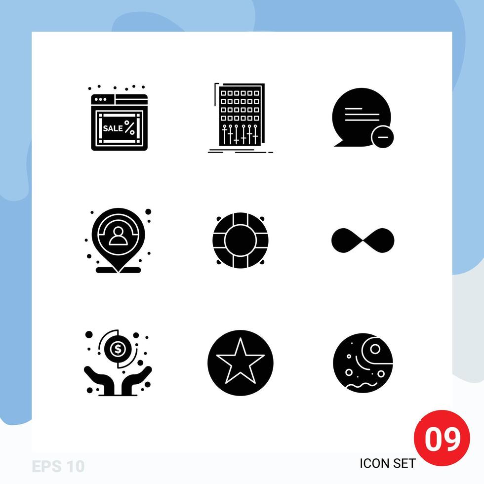 9 Creative Icons Modern Signs and Symbols of marker location mixer customer less Editable Vector Design Elements