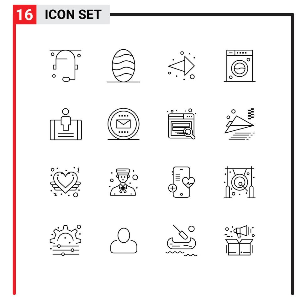 User Interface Pack of 16 Basic Outlines of social engagement direction customer machine Editable Vector Design Elements