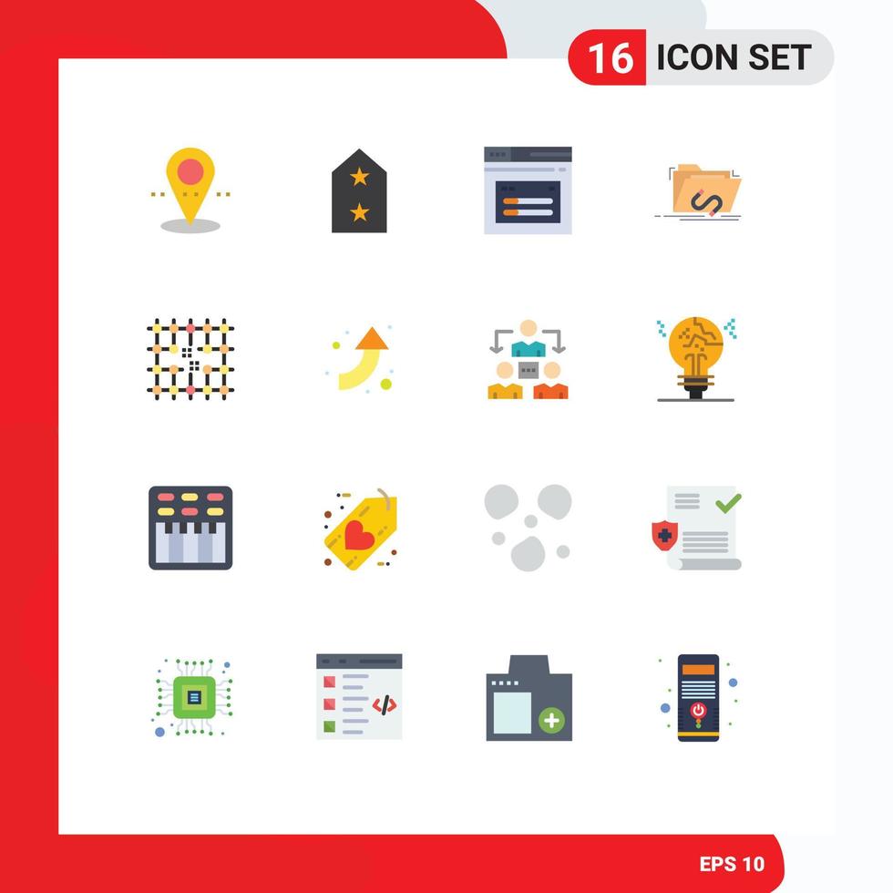 16 Universal Flat Colors Set for Web and Mobile Applications connection software page internet exploit Editable Pack of Creative Vector Design Elements