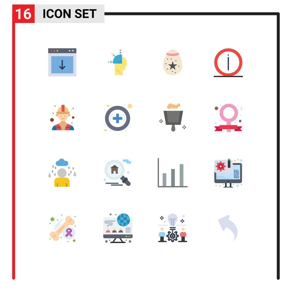 Set of 16 Vector Flat Colors on Grid for information help art faq egg Editable Pack of Creative Vector Design Elements