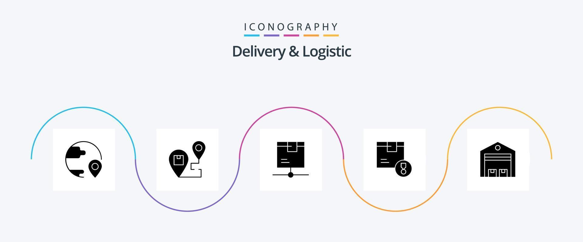 Delivery And Logistic Glyph 5 Icon Pack Including delivery. achievement. map. shipping. network vector