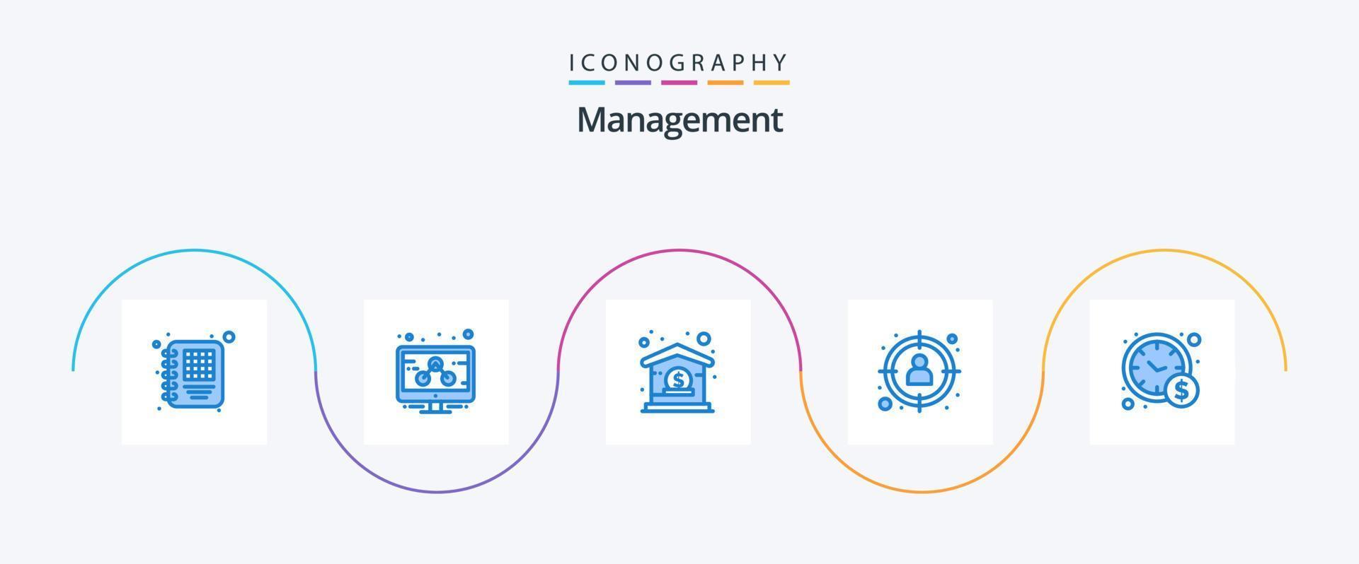 paquete de iconos de administración azul 5 que incluye negocios. administración. dólar. objetivo. perfil vector