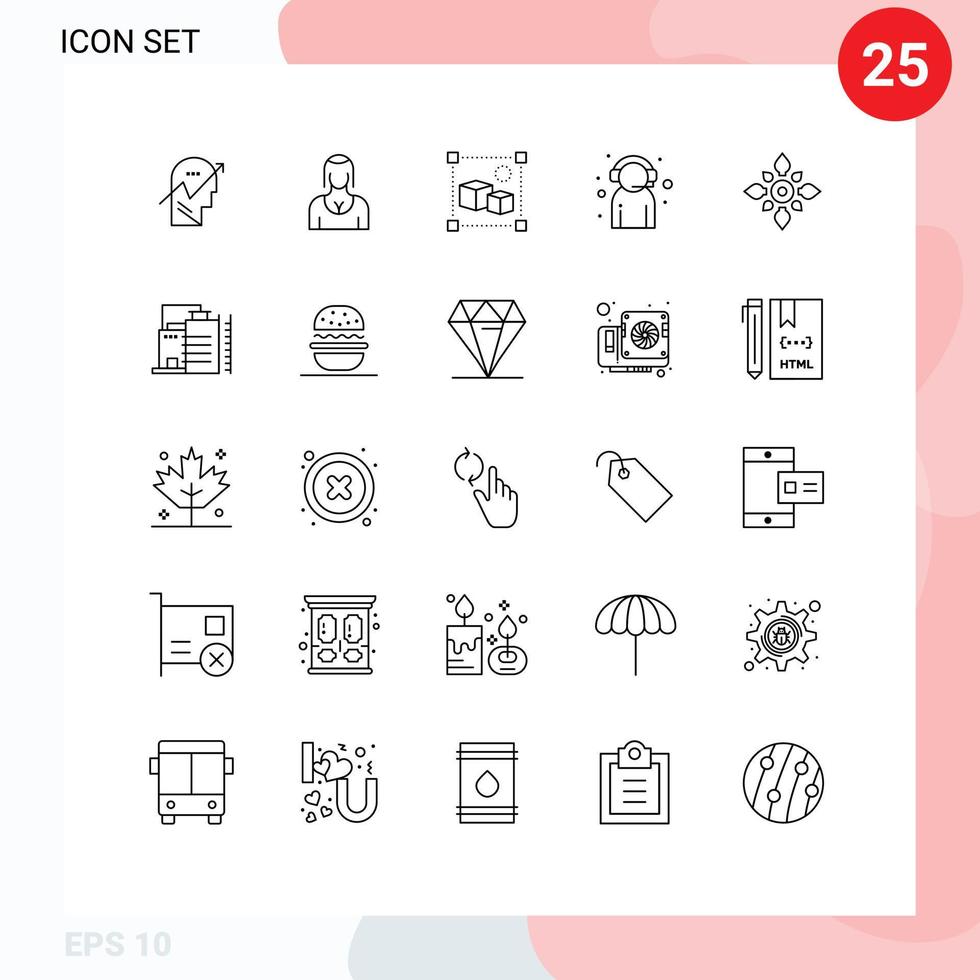 Stock Vector Icon Pack of 25 Line Signs and Symbols for customer support customer girl assistant processing Editable Vector Design Elements