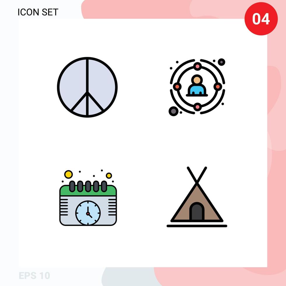 4 Creative Icons Modern Signs and Symbols of freedom events link people watch Editable Vector Design Elements