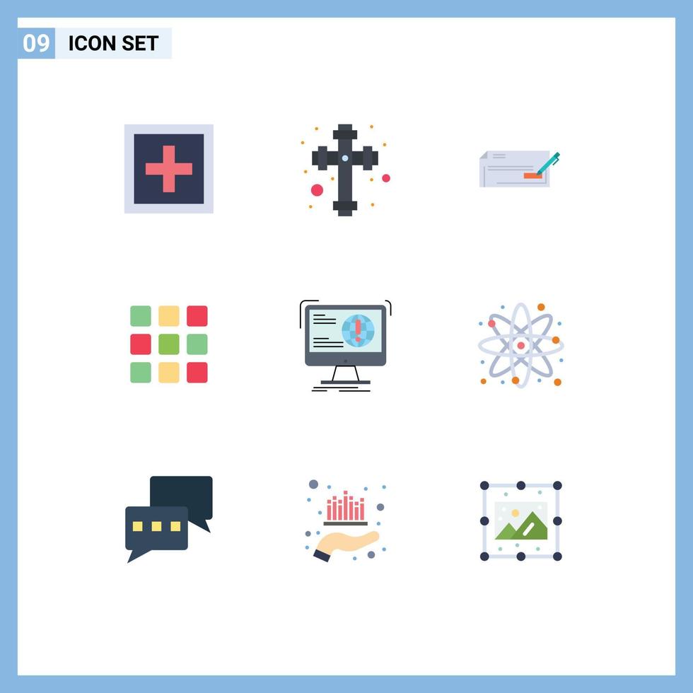 9 Universal Flat Color Signs Symbols of squares grid check web finance Editable Vector Design Elements