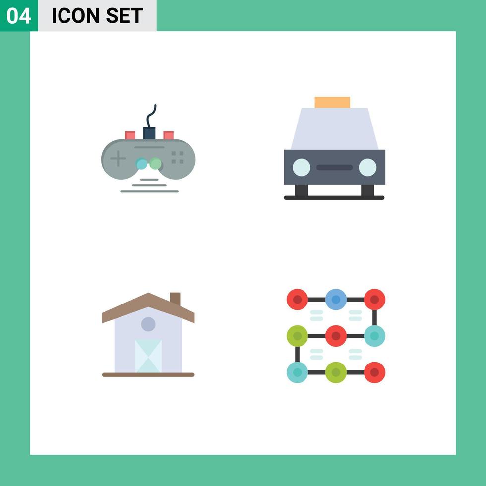 User Interface Pack of 4 Basic Flat Icons of controller home game pad traffic canada Editable Vector Design Elements