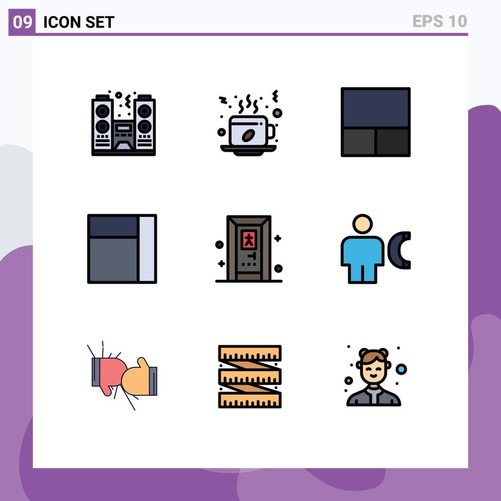 Set of 9 Modern UI Icons Symbols Signs for human body hot avatar door Editable Vector Design Elements
