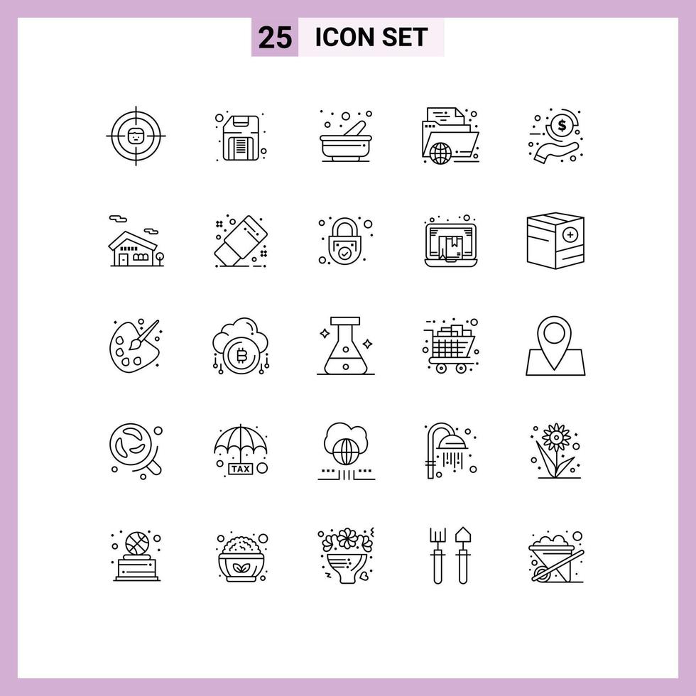Set of 25 Vector Lines on Grid for learning education hardware learning pestle Editable Vector Design Elements