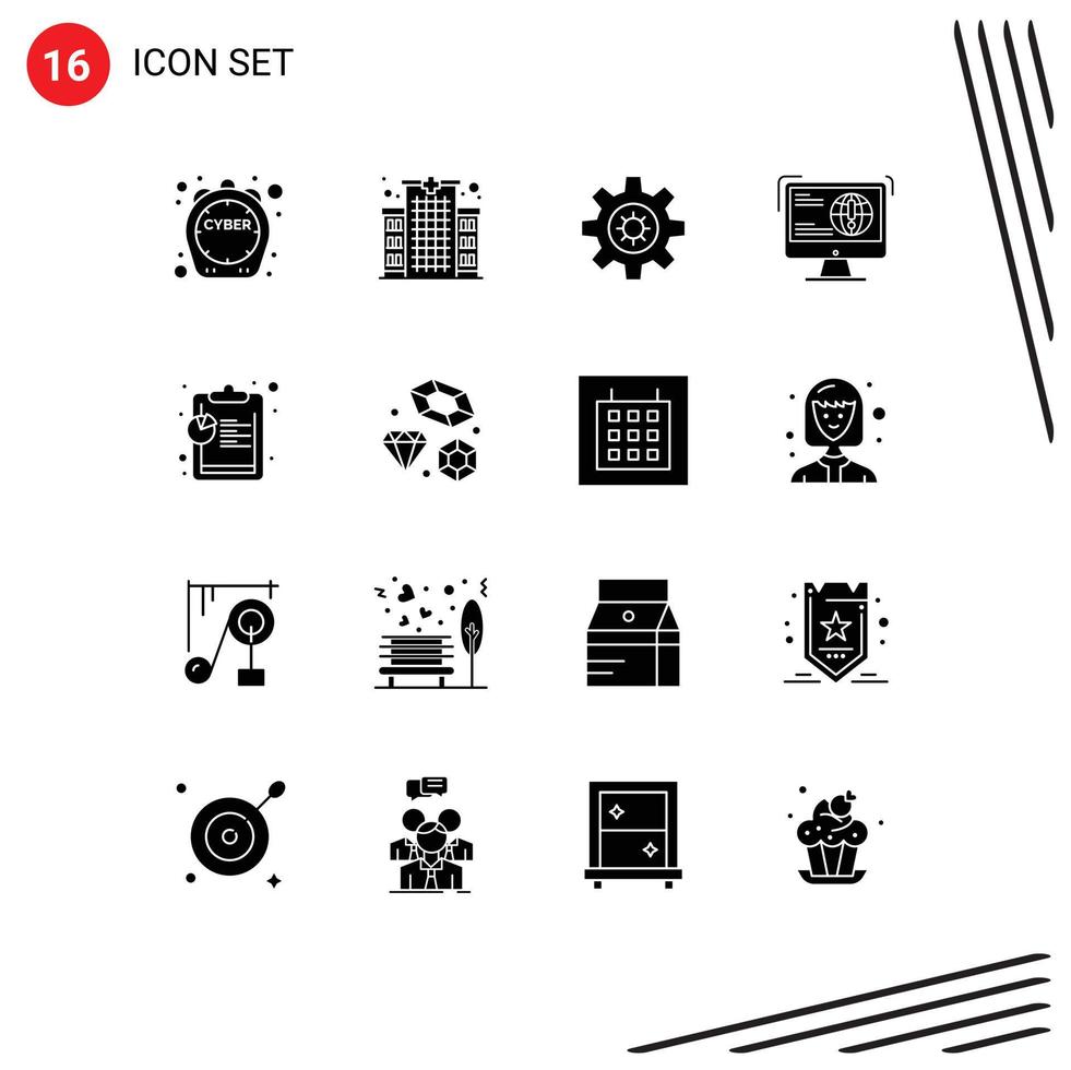 16 Solid Glyph concept for Websites Mobile and Apps chart web gear website content Editable Vector Design Elements