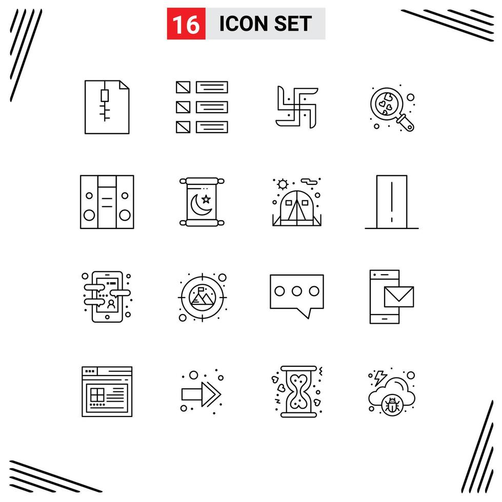 16 iconos creativos signos y símbolos modernos del centro boda iglesia búsqueda corazón elementos de diseño vectorial editables vector