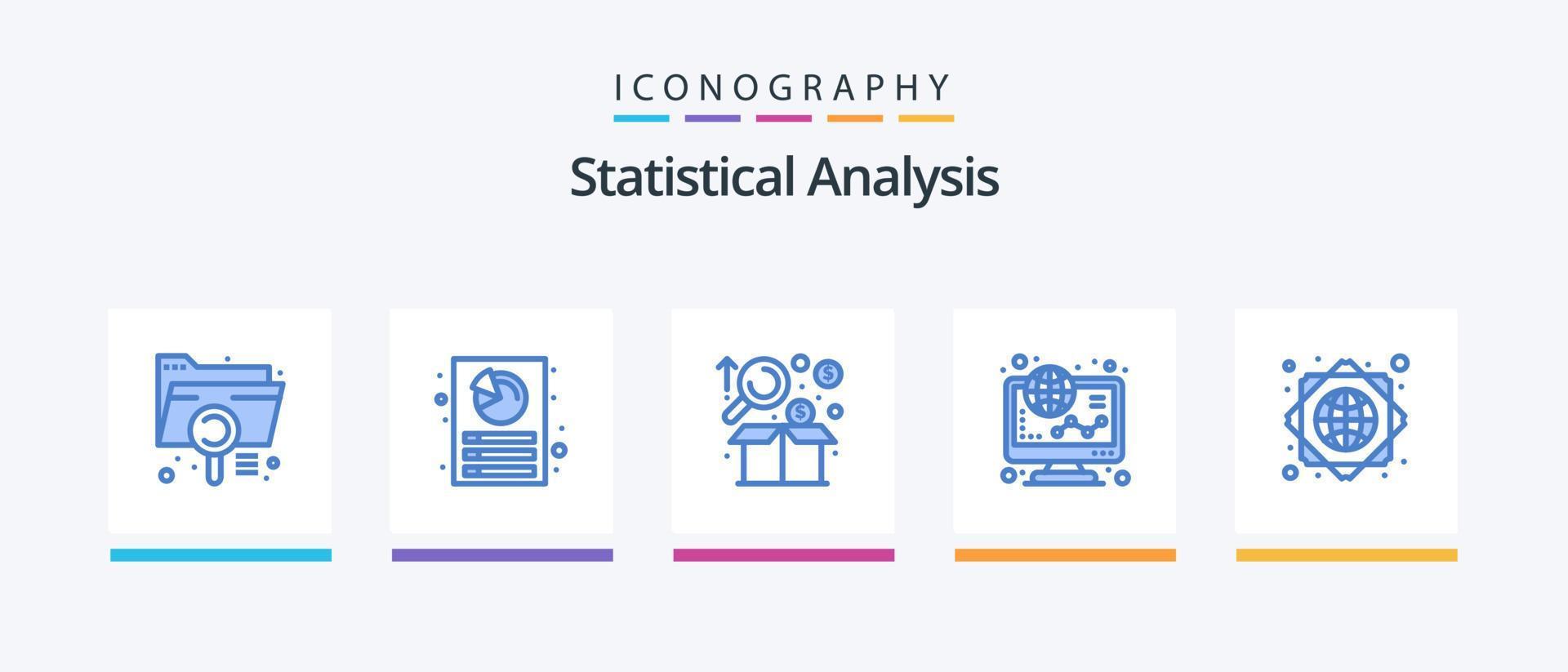 paquete de iconos azul 5 de análisis estadístico incluido en línea. Finanzas. informe. comercio electrónico grafico. diseño de iconos creativos vector