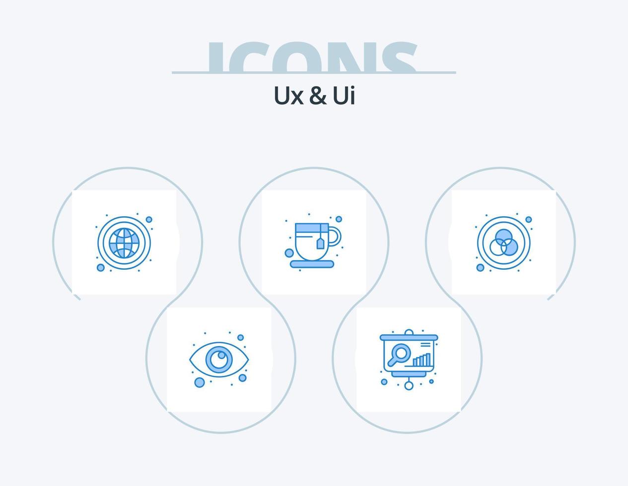 Ux And Ui Blue Icon Pack 5 Icon Design. rgb. tea time. earth. tea break. break time vector
