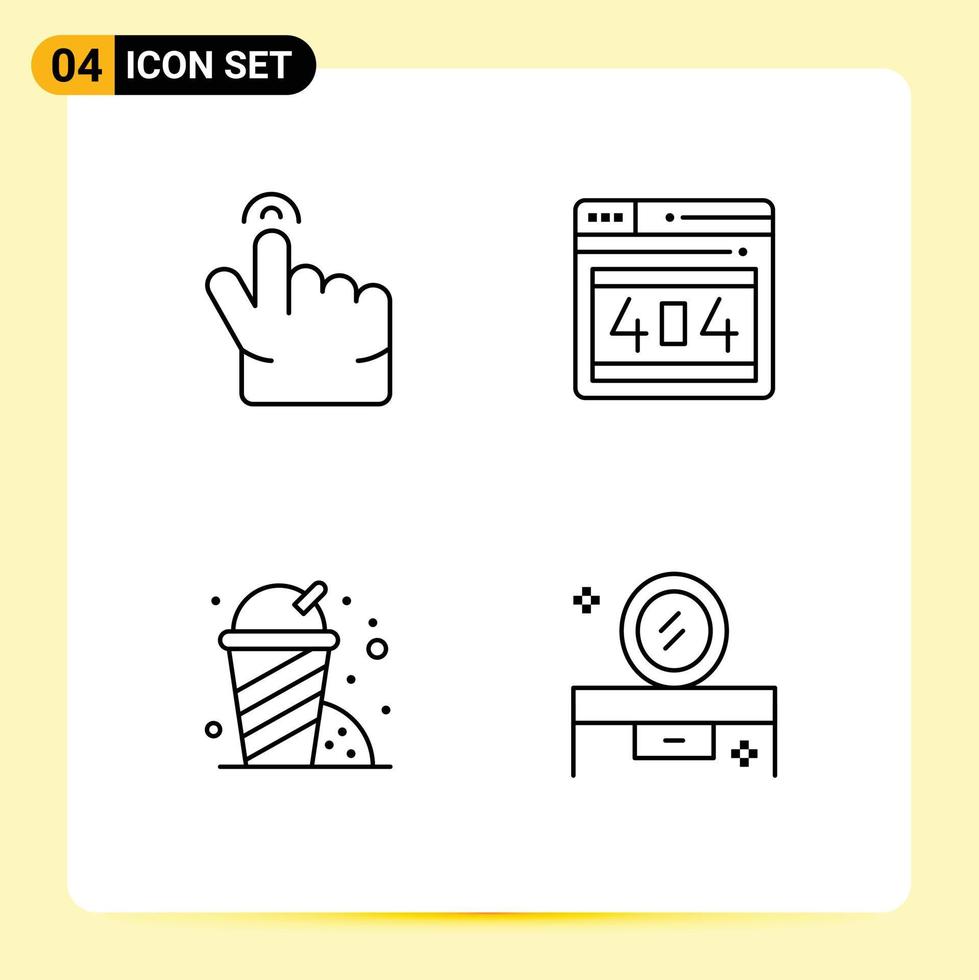 Stock Vector Icon Pack of 4 Line Signs and Symbols for double garden seo error beauty table Editable Vector Design Elements