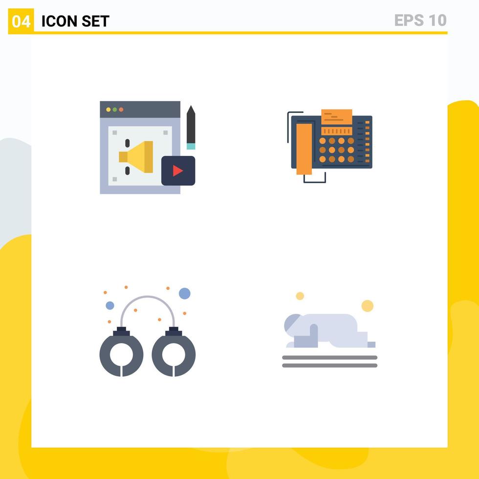 4 Creative Icons Modern Signs and Symbols of web criminal megaphone office police Editable Vector Design Elements