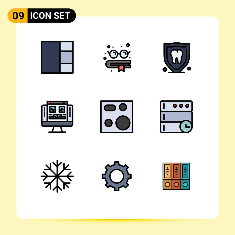 9 Filledline Flat Color concept for Websites Mobile and Apps products electronics tooth devices screen Editable Vector Design Elements