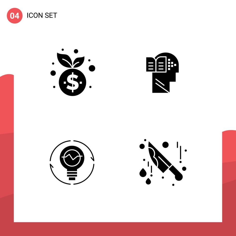 4 Creative Icons Modern Signs and Symbols of business concept finance head idea Editable Vector Design Elements