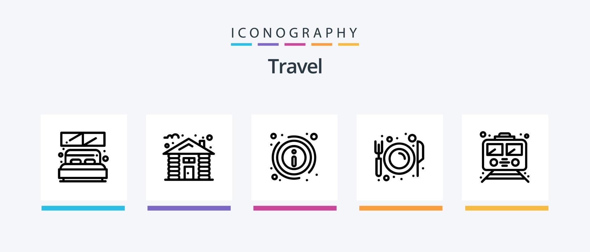 paquete de iconos de la línea de viaje 5 que incluye el viaje. volador. viajar. globo. transporte. diseño de iconos creativos vector