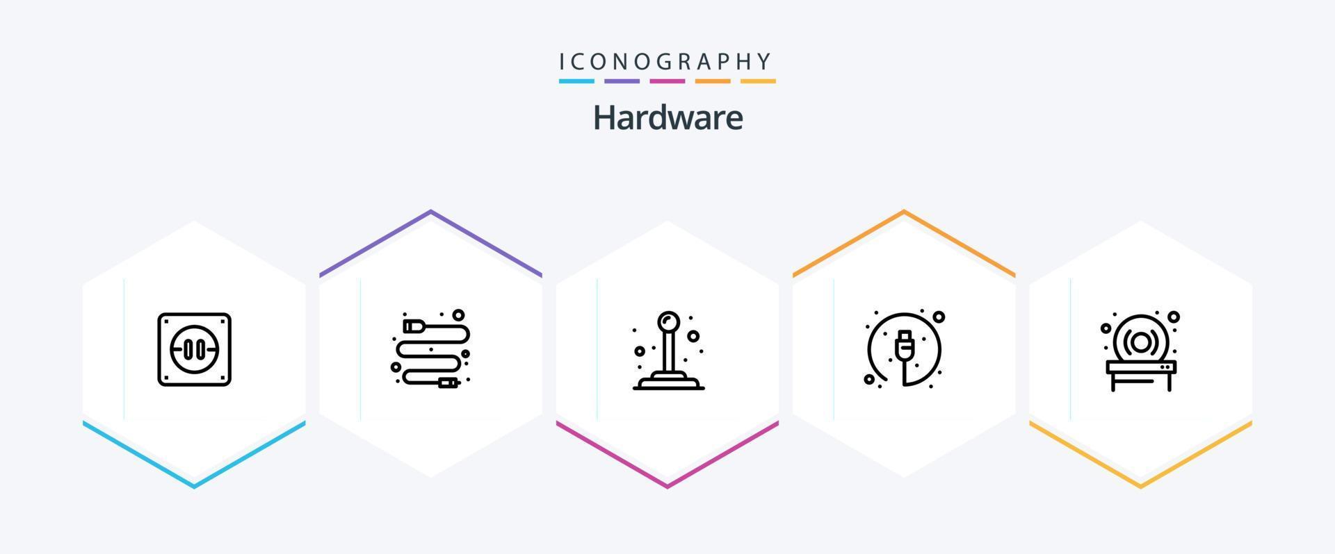 Hardware 25 Line icon pack including . hardware. switch. drive. cable vector