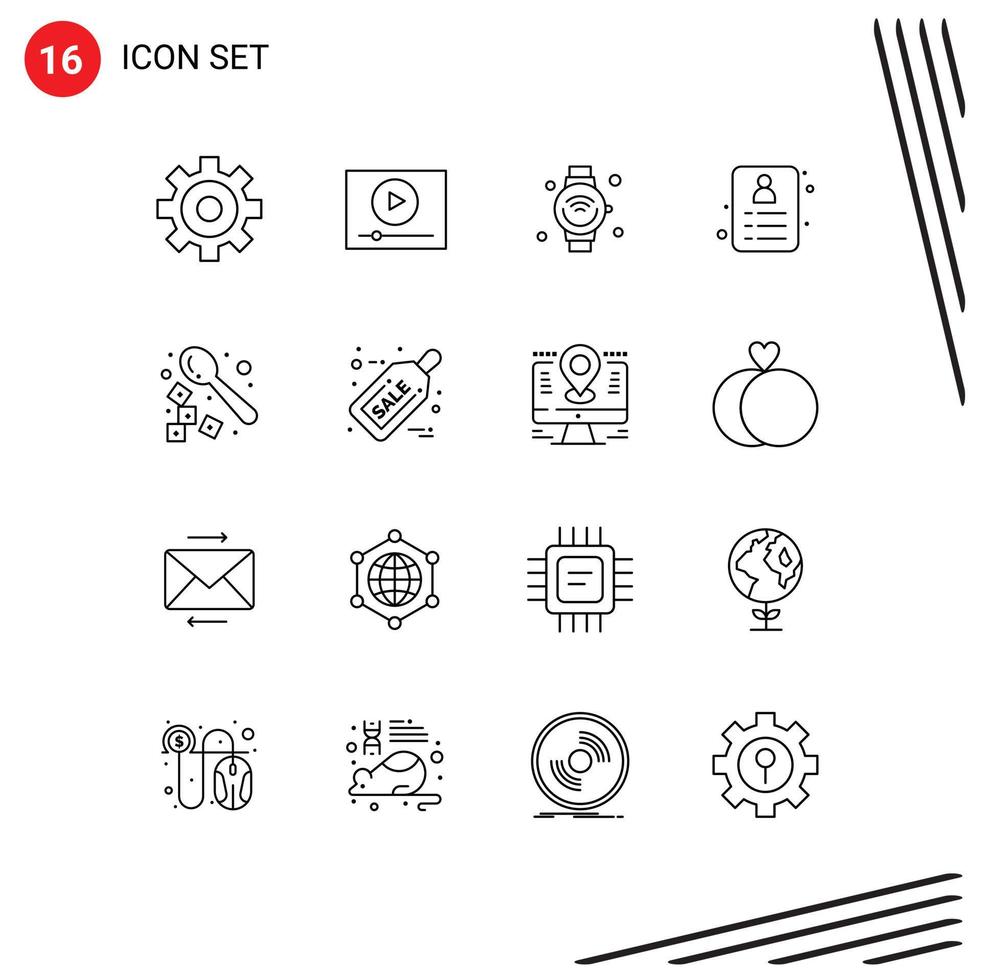 Pack of 16 Modern Outlines Signs and Symbols for Web Print Media such as black friday drink iot coffee id Editable Vector Design Elements