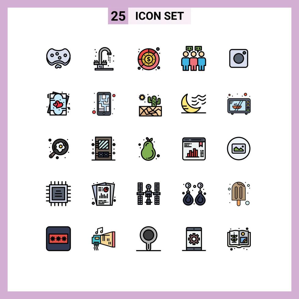 25 iconos creativos signos y símbolos modernos de la gente de la cámara se hunden elementos de diseño vectorial editables de ganancias de comunicación vector