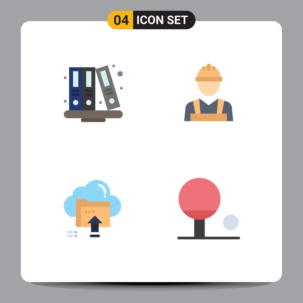 Group of 4 Modern Flat Icons Set for back to school arrow library labour cloud Editable Vector Design Elements