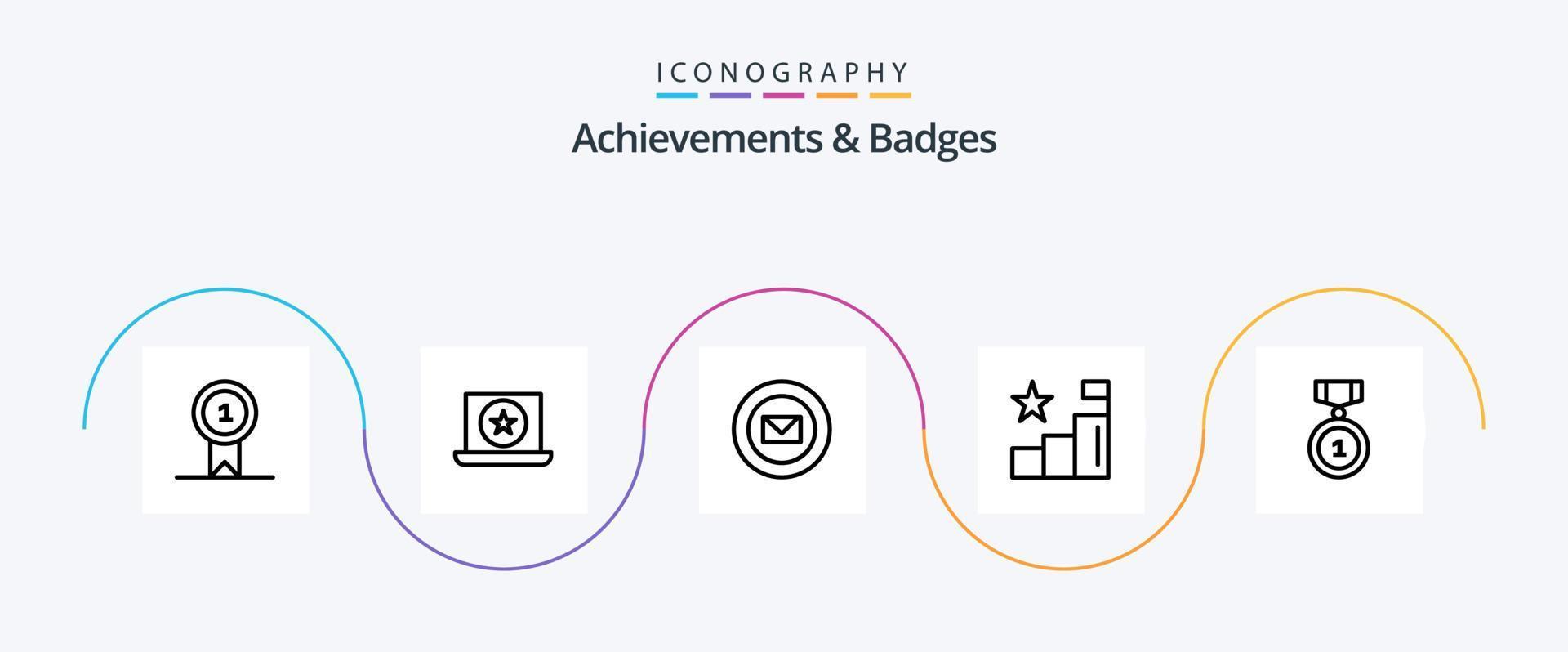 logros e insignias línea 5 paquete de iconos que incluye insignias. mejor. cinta. posiciones. analítica vector