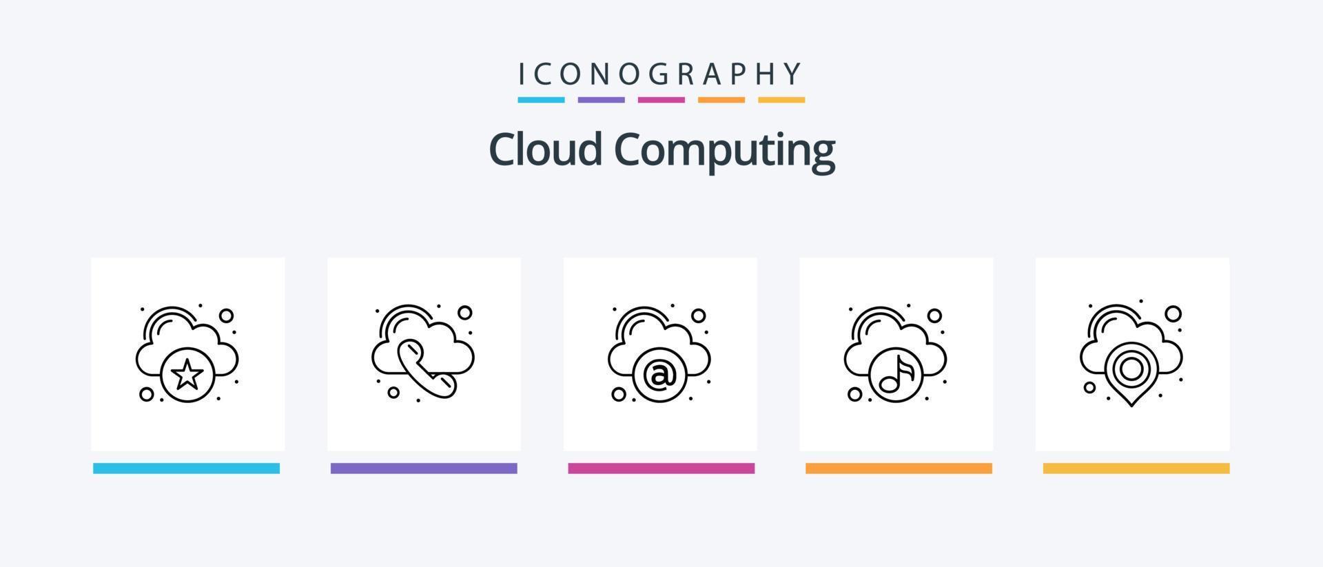 paquete de iconos de la línea 5 de computación en la nube que incluye error. datos. nube. nube. analítica. diseño de iconos creativos vector