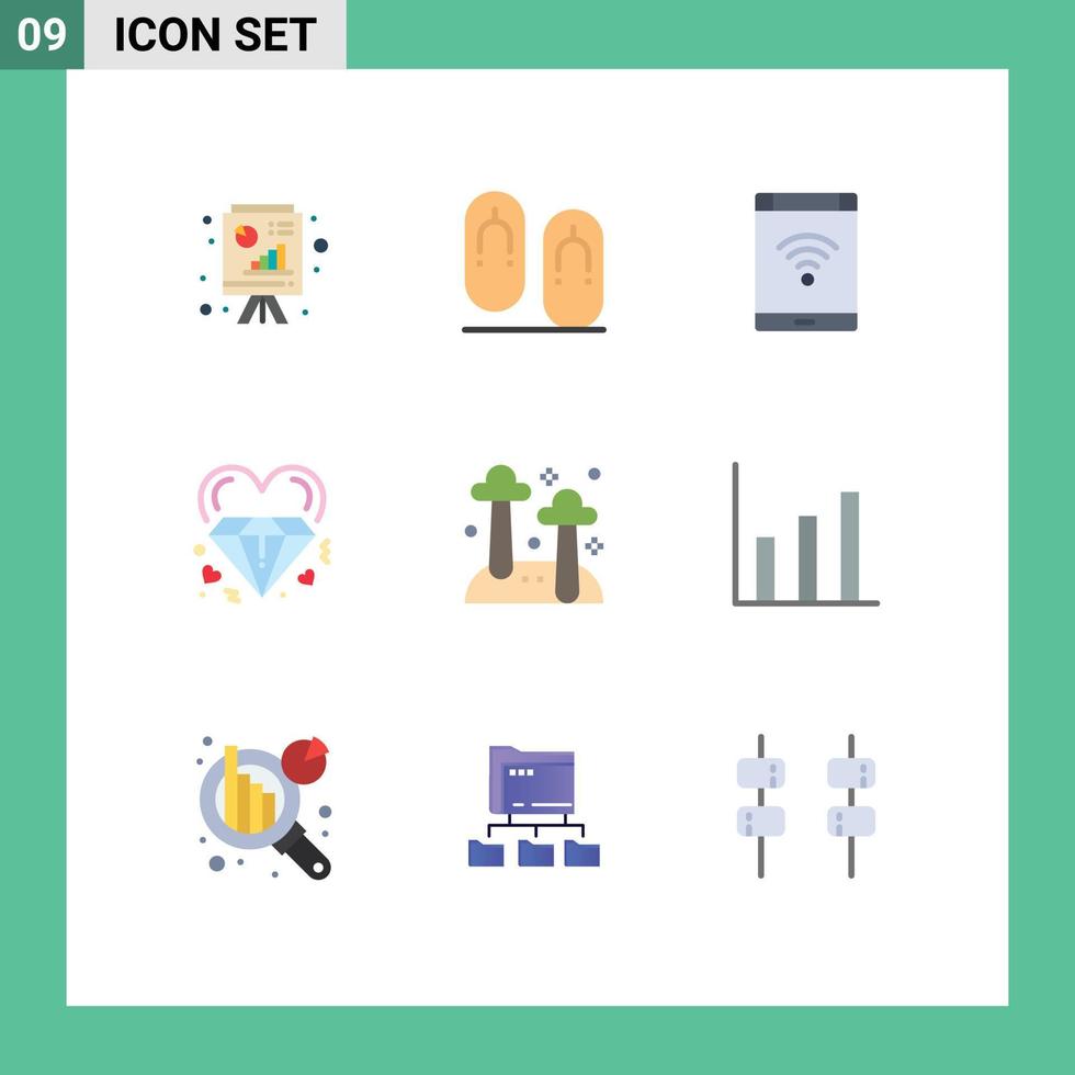 Set of 9 Modern UI Icons Symbols Signs for wedding love connection heart smartphone Editable Vector Design Elements