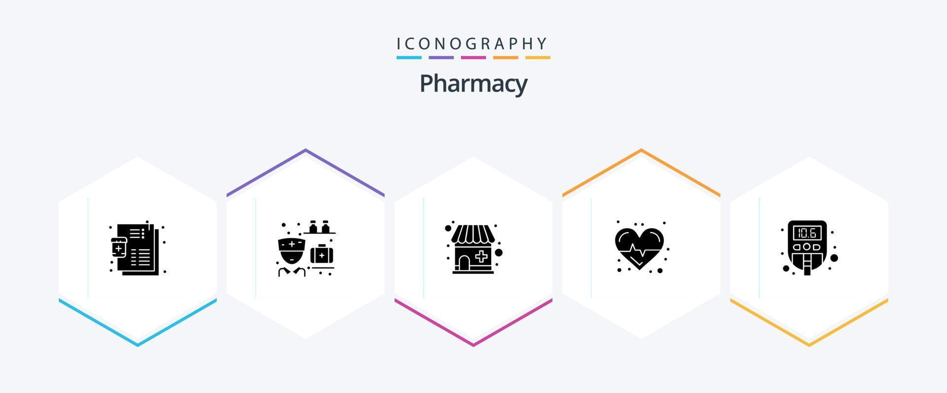 Pharmacy 25 Glyph icon pack including sugar. level. drugstore. care. heart vector
