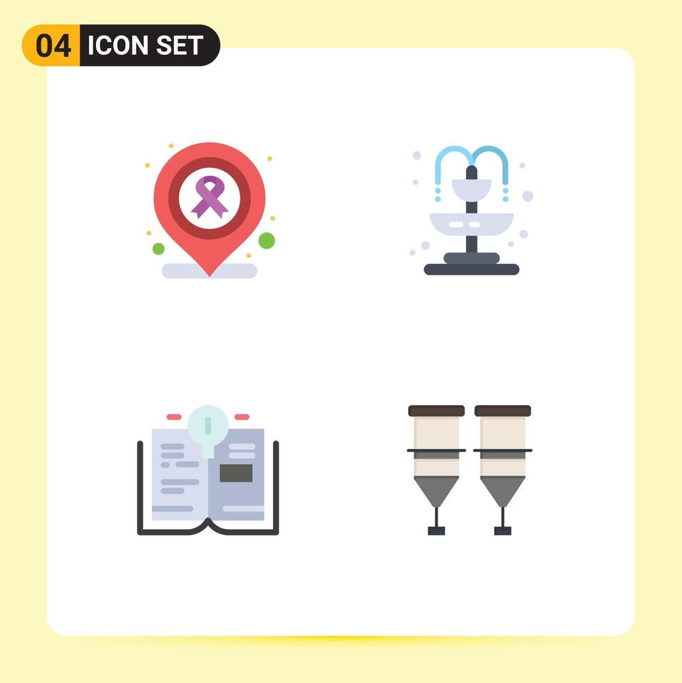 Set of 4 Vector Flat Icons on Grid for hospital blood city bulb medical Editable Vector Design Elements