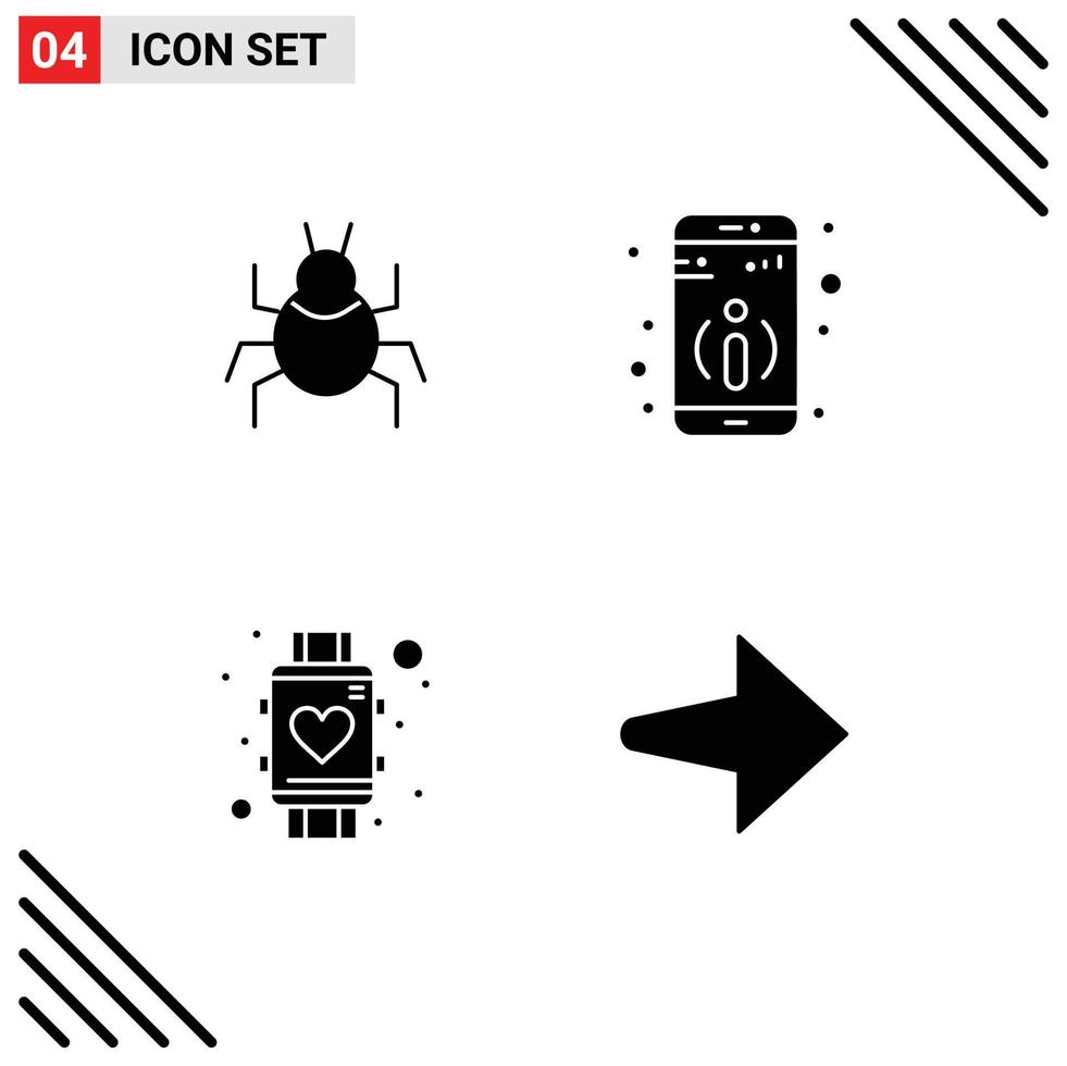 4 Creative Icons Modern Signs and Symbols of bug smart indian more watch Editable Vector Design Elements